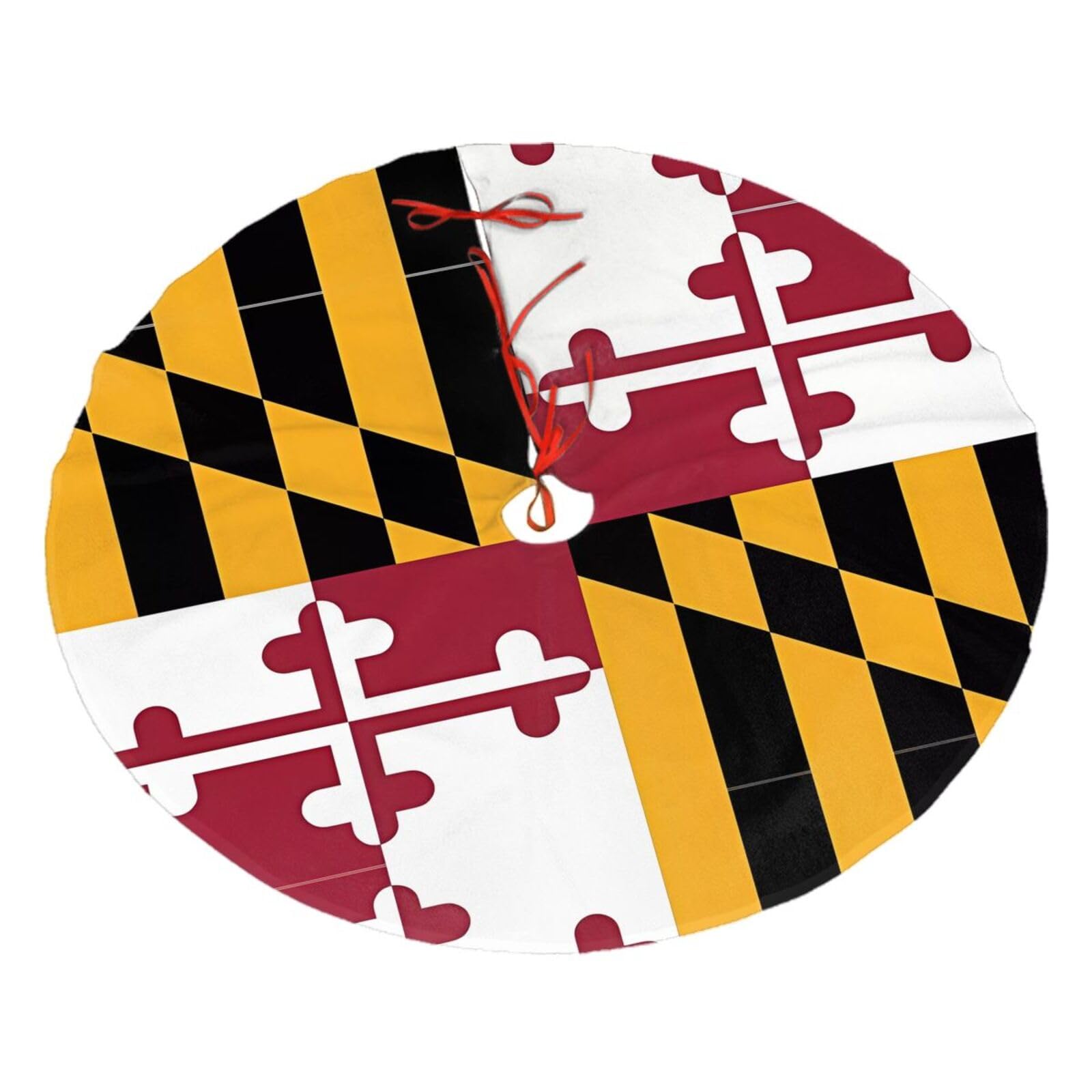 Flag of Maryland Printed Christmas Tree Skirt Christmas Plush Tree Skirt 36 inches (about91 cm) ChristmasIndoor and Outdoor