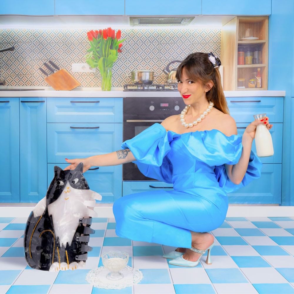 Amazon.co.jp: Black & White Cat Hair Claw ヘアクリップ クク