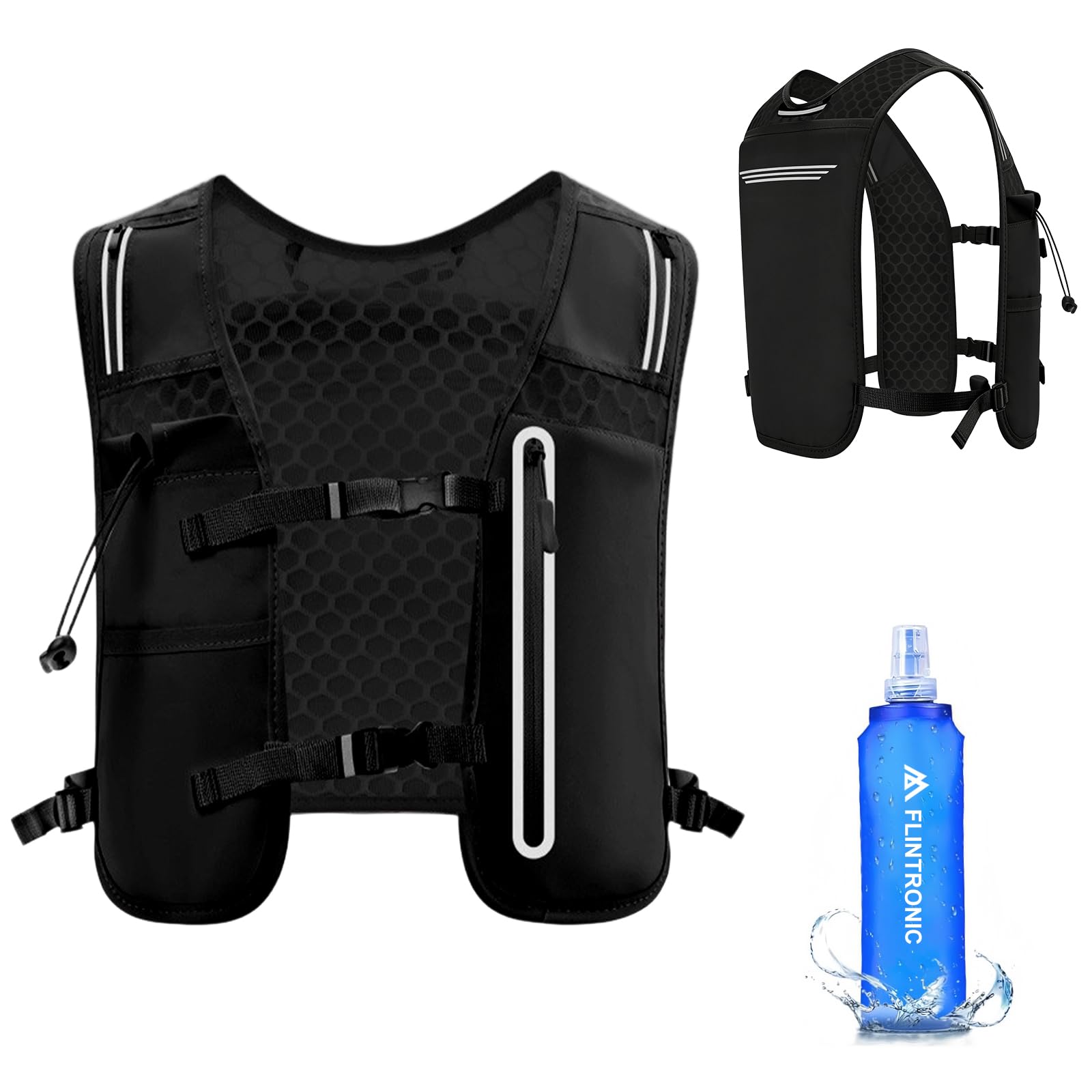 Flintronic Running Vest for Women Men, with 500ML Water Bladde, Adjustable Running Hydration Vest Men, Lightweight and Portable Hydration Backpack for Cycling Hiking Climbing Trail, Pink
