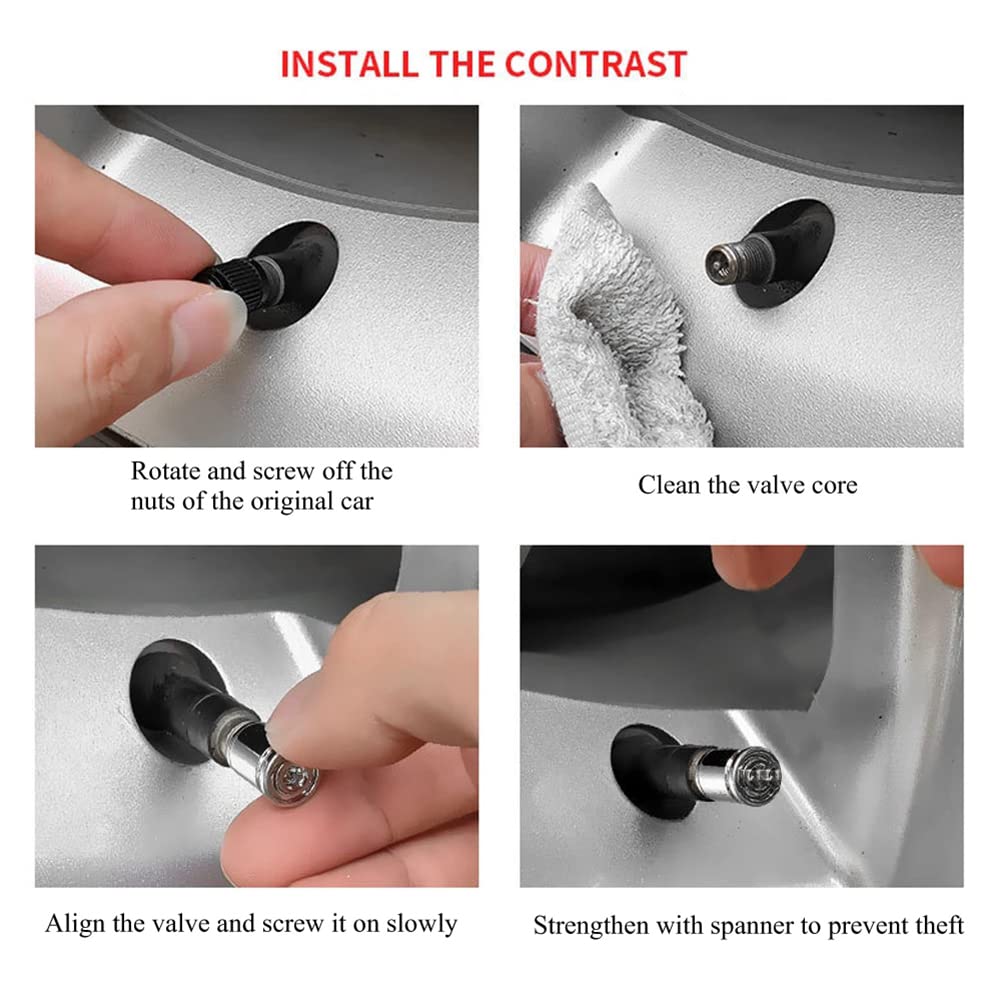 Ventieldopjes BLACK 3-Line set a 4 stuks in aluminium zwart-zilver