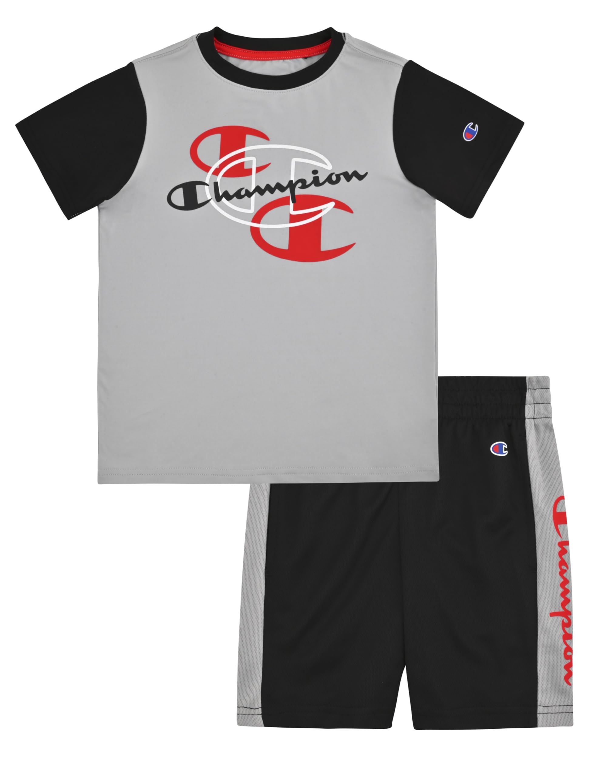 Champion Boys 2 Piece Short Sleeve Shirt and Mesh Shorts Sets