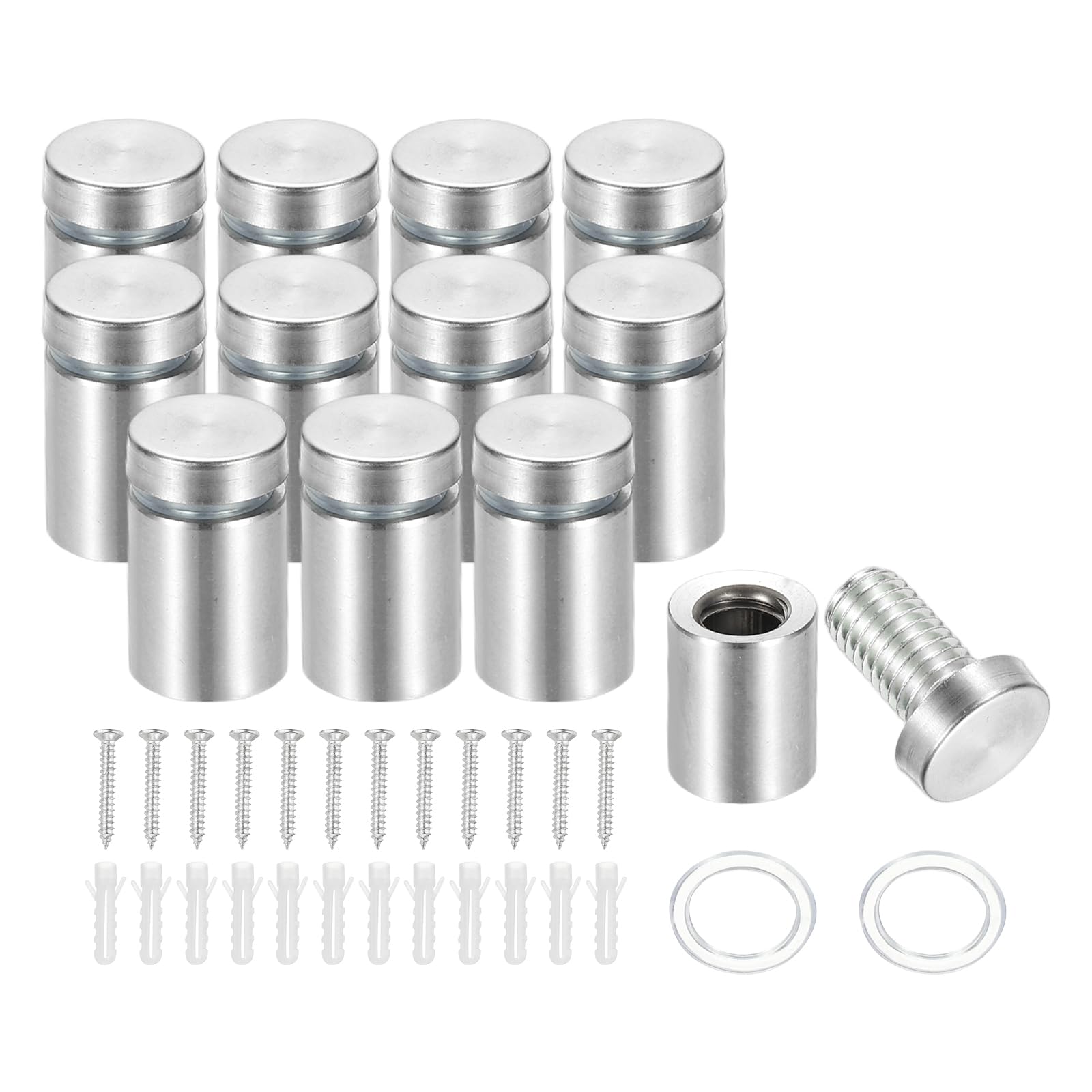 PATIKIL 16x25mm Standoff Screws, 12 Pack Stainless Steel Wall Mount Sign Standoffs Mounting Hardware Advertising Nail for Hanging Acrylic Picture Frame, Silver โ image 1
