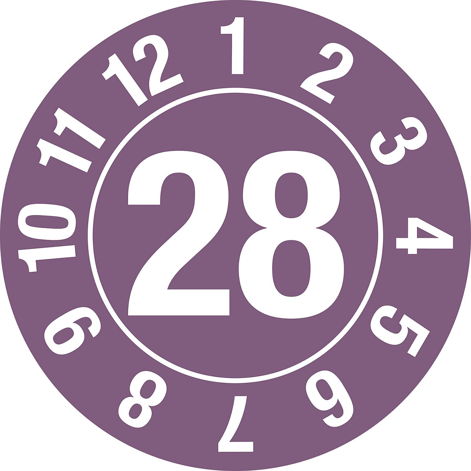 kaiserkraft | Prüfplakette | Jahreszahl, Dokumentenfolie, im Kreis, Ø 10 mm, 28, violett