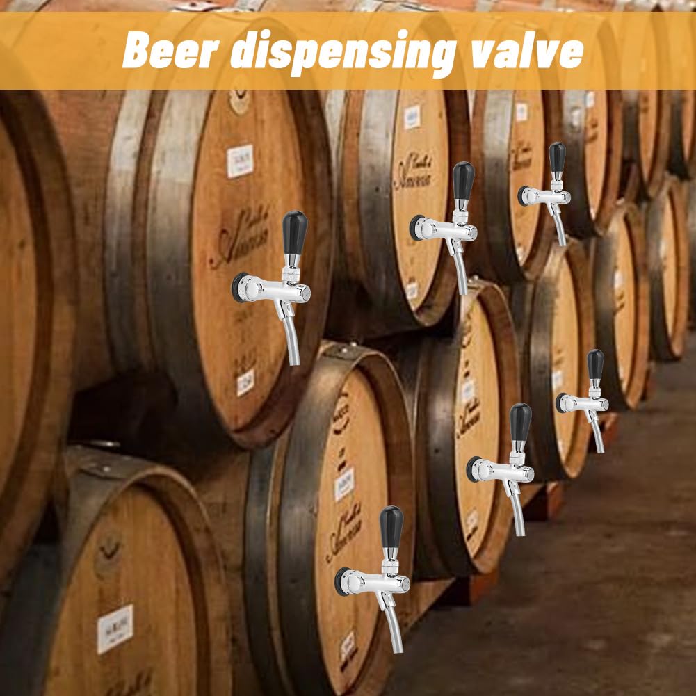Bier Zapfhahn G5/8 Zoll, Fassbierhahn mit Kompensator | Verchromter Bierhahn mit Durchflussregler, einstellbarer Zapfhahn für Keg, Hausbar & Restaurant