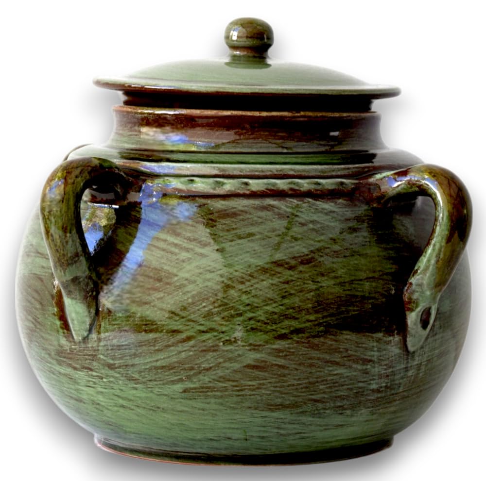 Legumiera con Manici Verde Terre Antiche, Pentola in Terracotta Colì Maioliche e Terrecotte dal 1650, diametro 20 cm