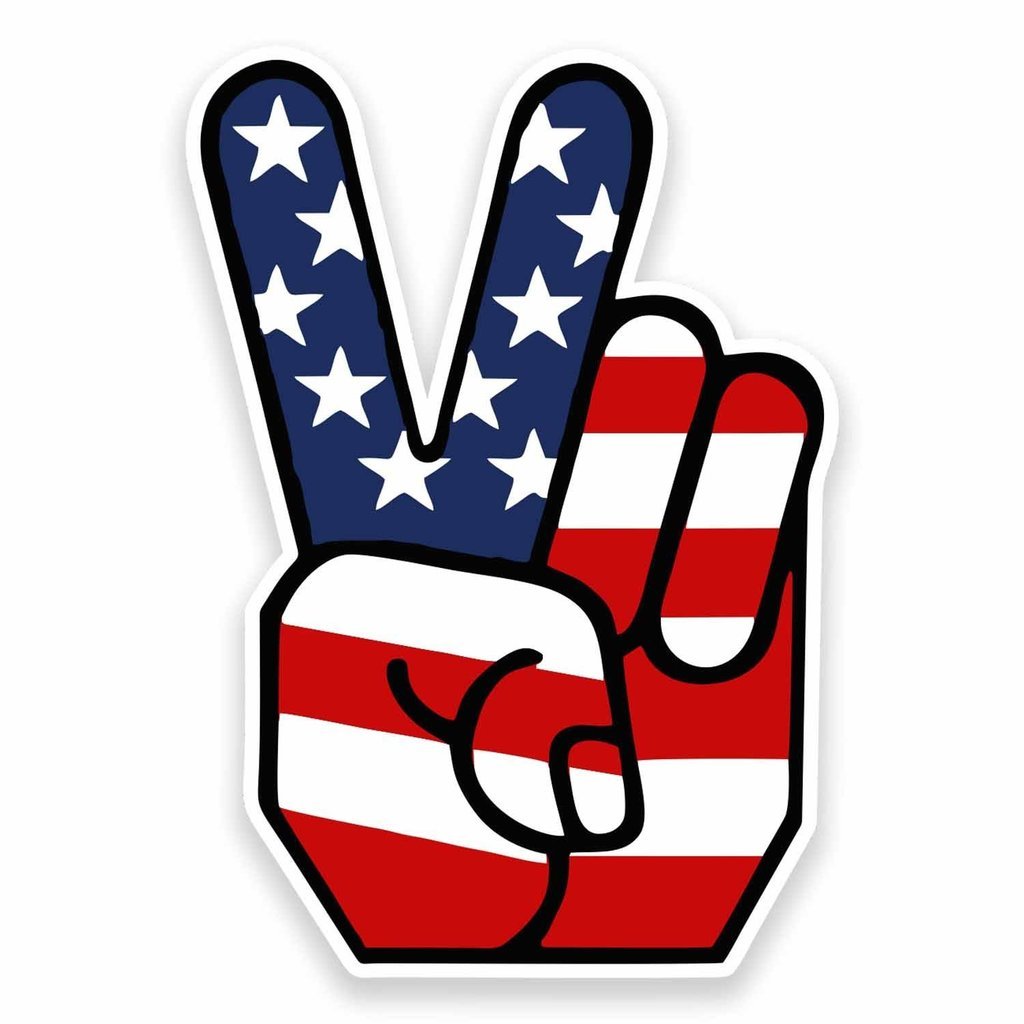 Destinationvinyl Multi 2 X 10Cm/100Mm American Flag Peace Hand Window Cling Sticker Car Van Campervan Glass #9567