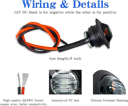 Miniatura 4 de FABOOD F 10 unidades selladas impermeables color rojo ahumado de 34 pulgadas mini redondo distancia LED delantero trasero indicador lateral bala