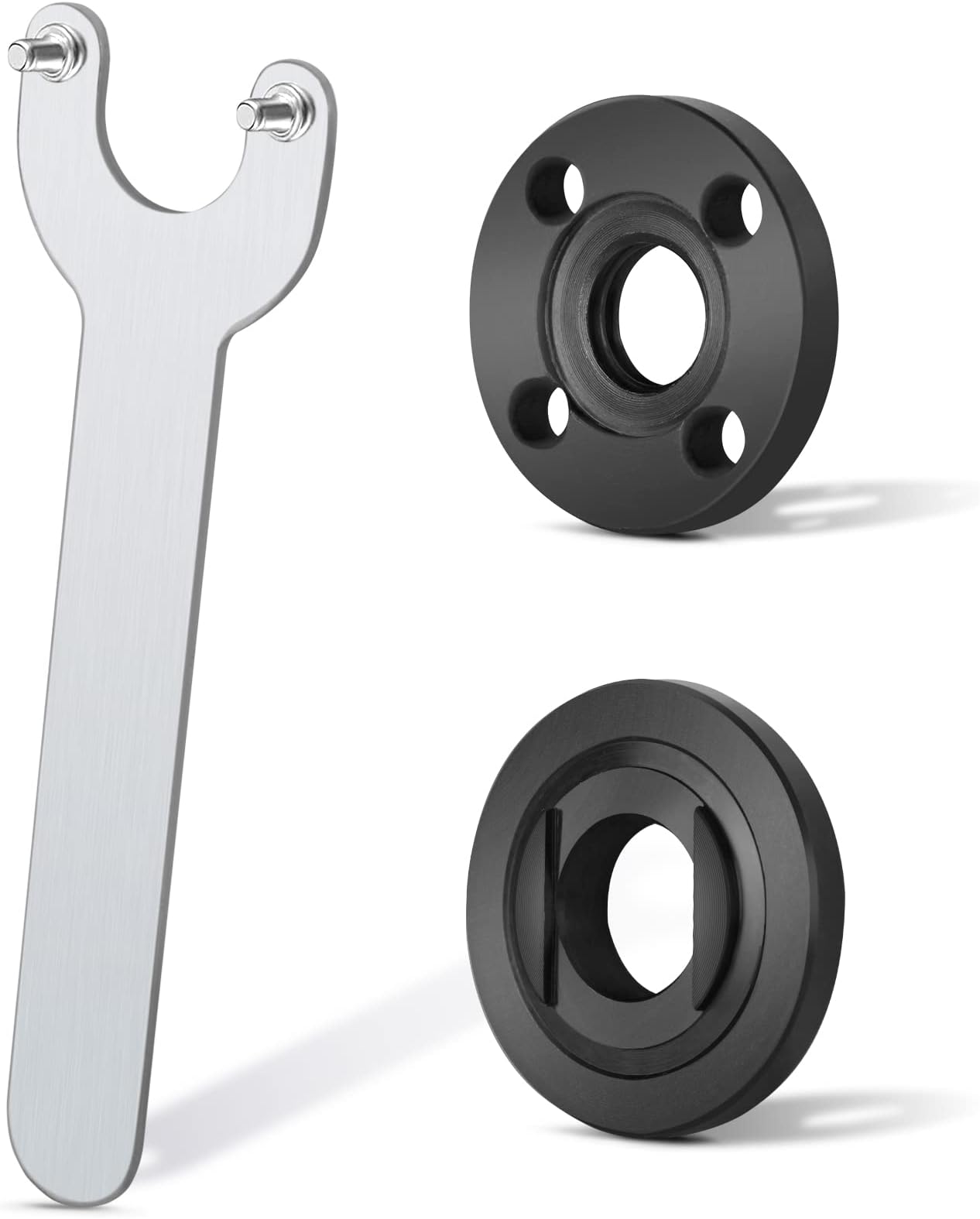Angle Grinder Adjustable Spanner, Angle Grinder Key Wrench Flange Wrench Metal Lock Nut 125 Pressure Plate Compatible with Milwaukee Makita 193465-4 Bosch Black & Decker Ryobi 4.5" 5" 5/8-11
