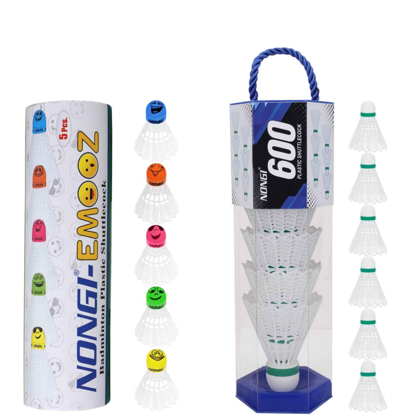 Badminton Plastic Shuttlecock Combo Pack of 11 shuttles (5 Emooz White Plastic shuttles & 5 White Plastic Shuttlecock) for Indoor, Outdoor Badminton Sports Speed - Medium 77-picture-21
