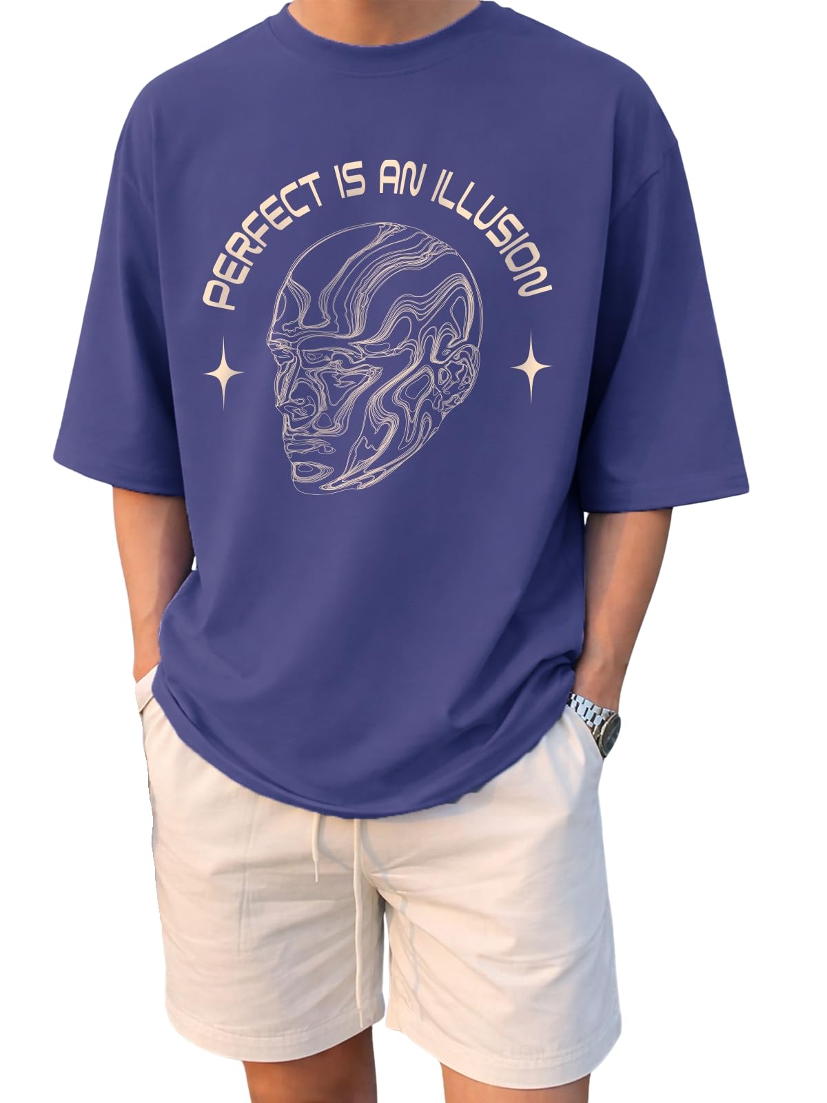 stylense Cotton Blend Oversized Loose Fit Drop Shoulder Latest Graphic Printed Men's Half Sleeve T-Shirt-picture-35