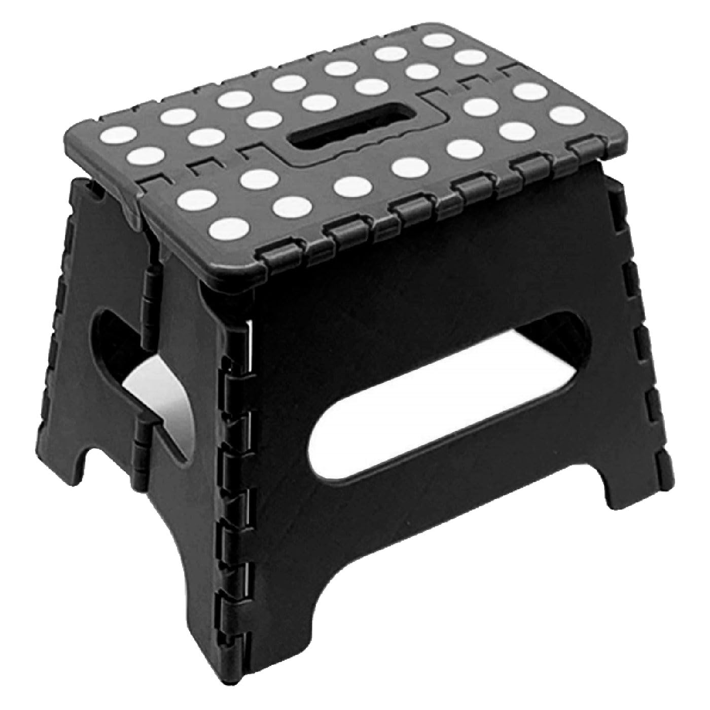 AC - Taburete Plegable - Fabricado en PVC - Multiusos de plástico Resistente y Duradero. Ideal para escuelas, guarderías u hogar. - 21 x 17 x 18 cm - Negro