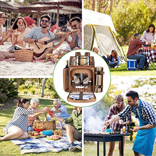 Hap Tim Picnic Basket Backpack for 2 Person with 2 Insulated Cooler Compartment, Wine Holder, Fleece Blanket, Cutlery Set, Wedding Gifts for Couples(CA-36083) by Hap Tim - Used condition - Image 5