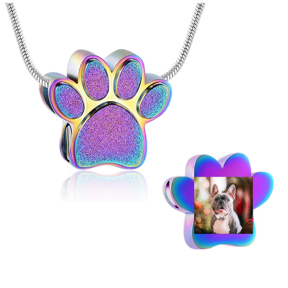 Collana con cuore e impronta di zampa, ricordo di ceneri di animali domestici in acciaio inossidabile - Italia