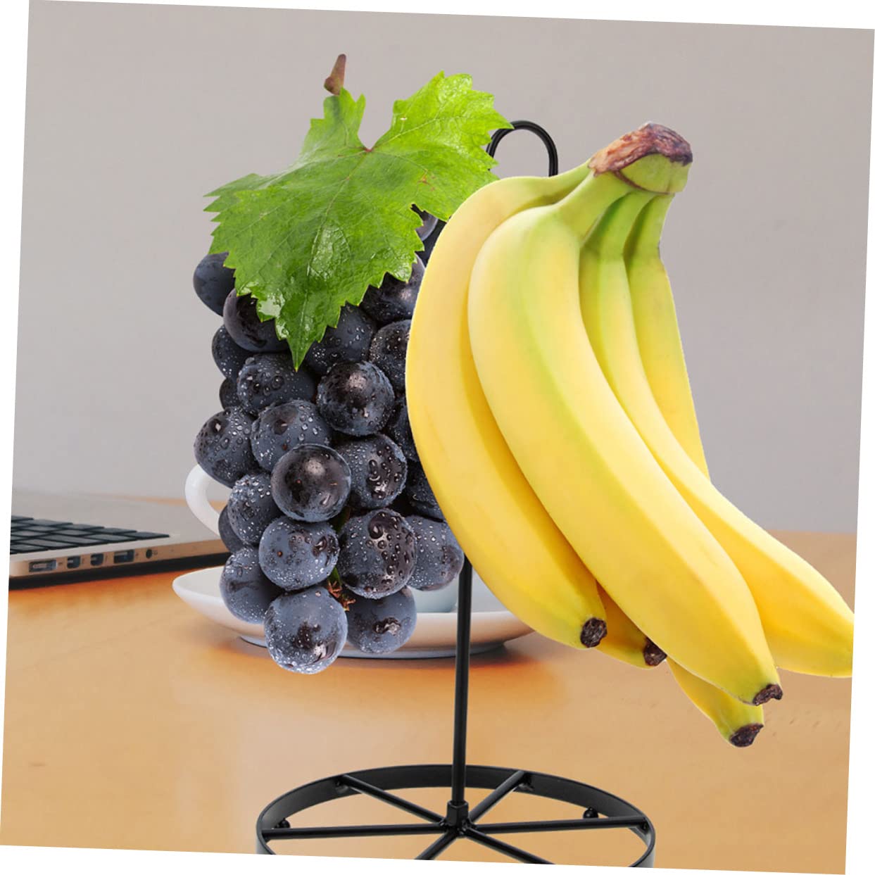Ciieeo Supporto per banane da cucina, salvaspazio, con doppi ganci, leggero, per appendere banane e uva per mantenere fresche più a lungo