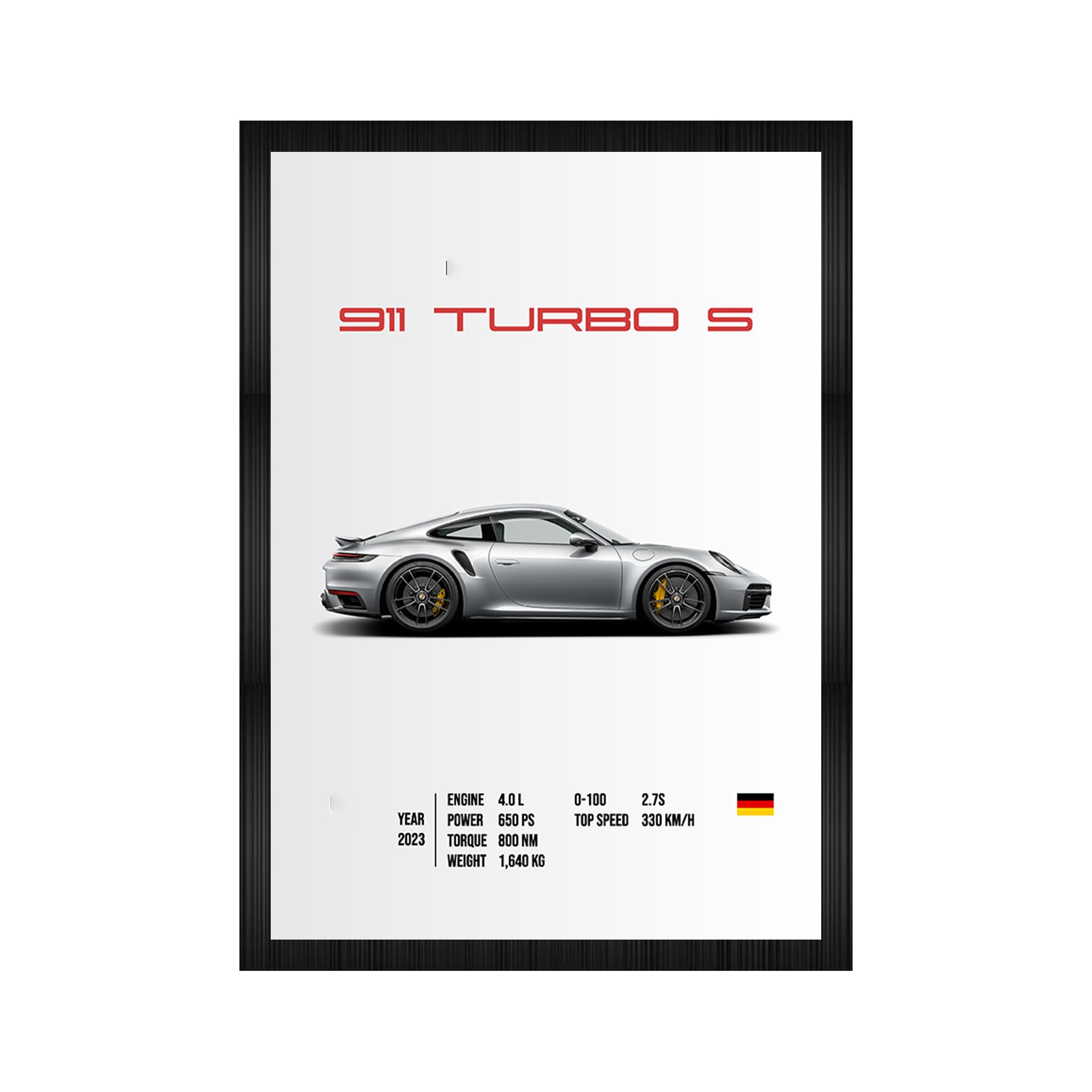 CodersParadise - Porche 911 Turbo S Wall Poster Frame | Aesthetic A4 Car Poster Frame for Home, Living Room, Bedroom, Office & Gaming Room Decor | Hanging Sports Car Wall Art