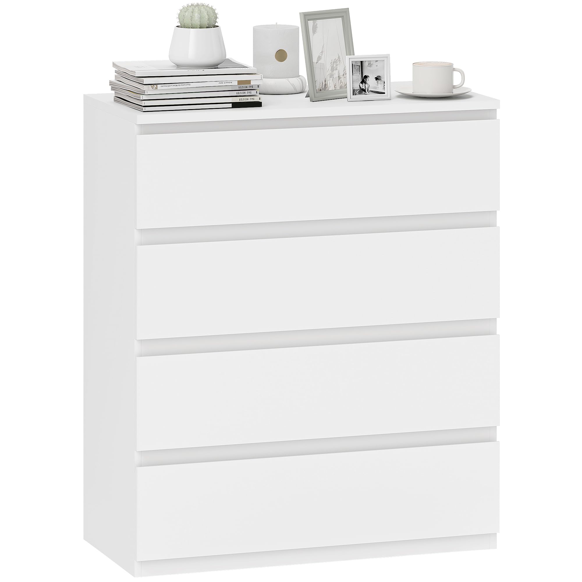 HOMCOM Chest of Drawers, 4-Drawer Storage Organiser Unit for Bedroom, Living Room, 80 x 39 x 95cm, White — image 1