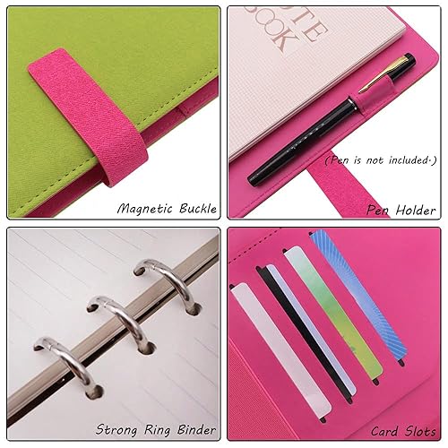 Miniatura 9 de HXRTANGS Cuaderno recargable A5, organizador personal con 80 hojas de papel de relleno forrado, calcomanías de planificador, separadores de temas,