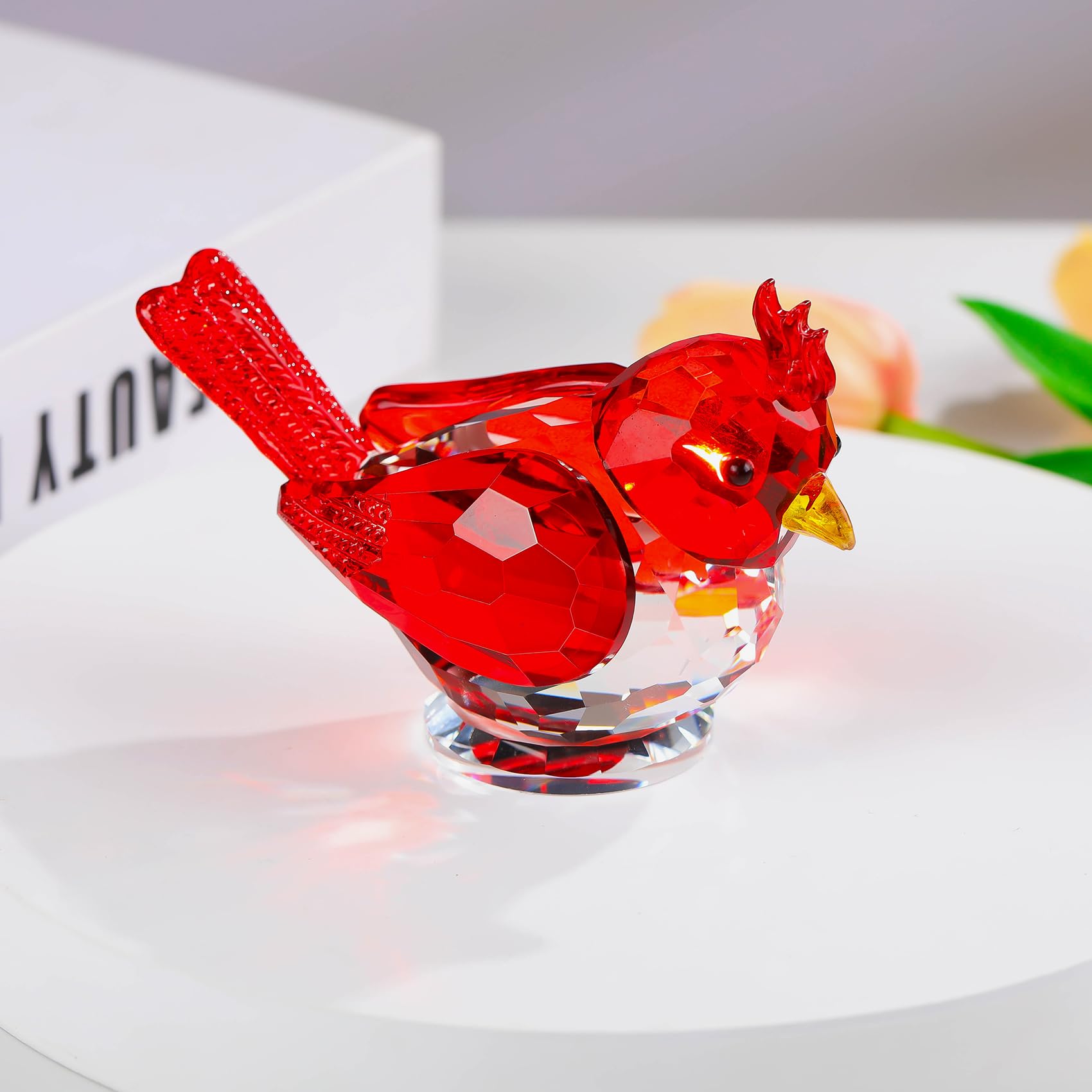 Crystal Red Bird Collectible Figurines Gifts for Women Men Glass Bird Ornaments Table Centerpiece Home Decoration Paperweight Gifts for Animal Lovers - Image 3