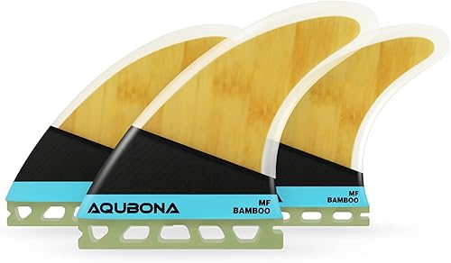 Miniatura 10 de AQUBONA Juego de aletas grandes (MF) de fibra de vidrio de bambú para tablas de surf, tablas de surf de una sola pestaña o doble pestaña, con