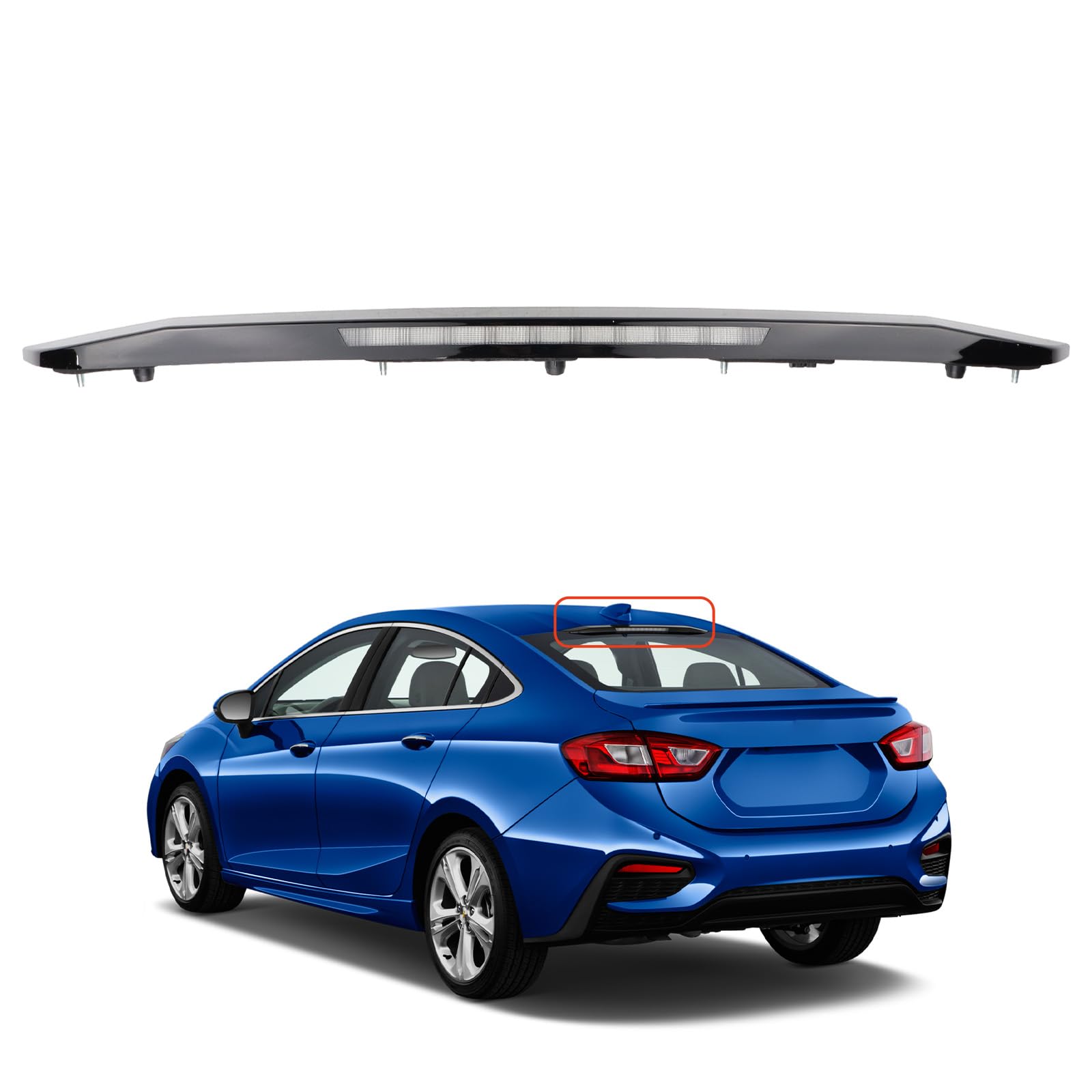 Photo 1 of ***DAMAGED - SEE NOTES/PICTURES***JUMOPARTS LED Third Brake Light 84277408 3rd Brake Light Assembly Compatible with Chevy Cruze 2016-2019 High Mount Stop Brake Light 84277408