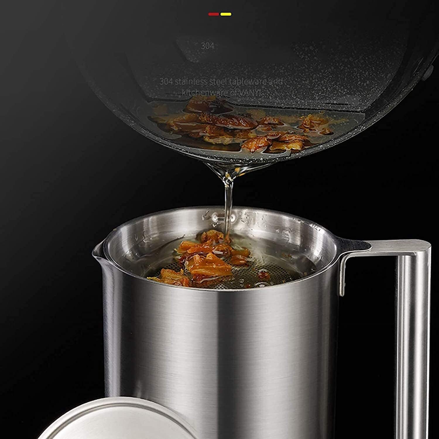 Dozownik oleju i octu, sitko do żywności Bot, idealne sitko do oleju ze stalowym sitkiem do tłuszczu, przechowywanie w kuchni (1,8 l)