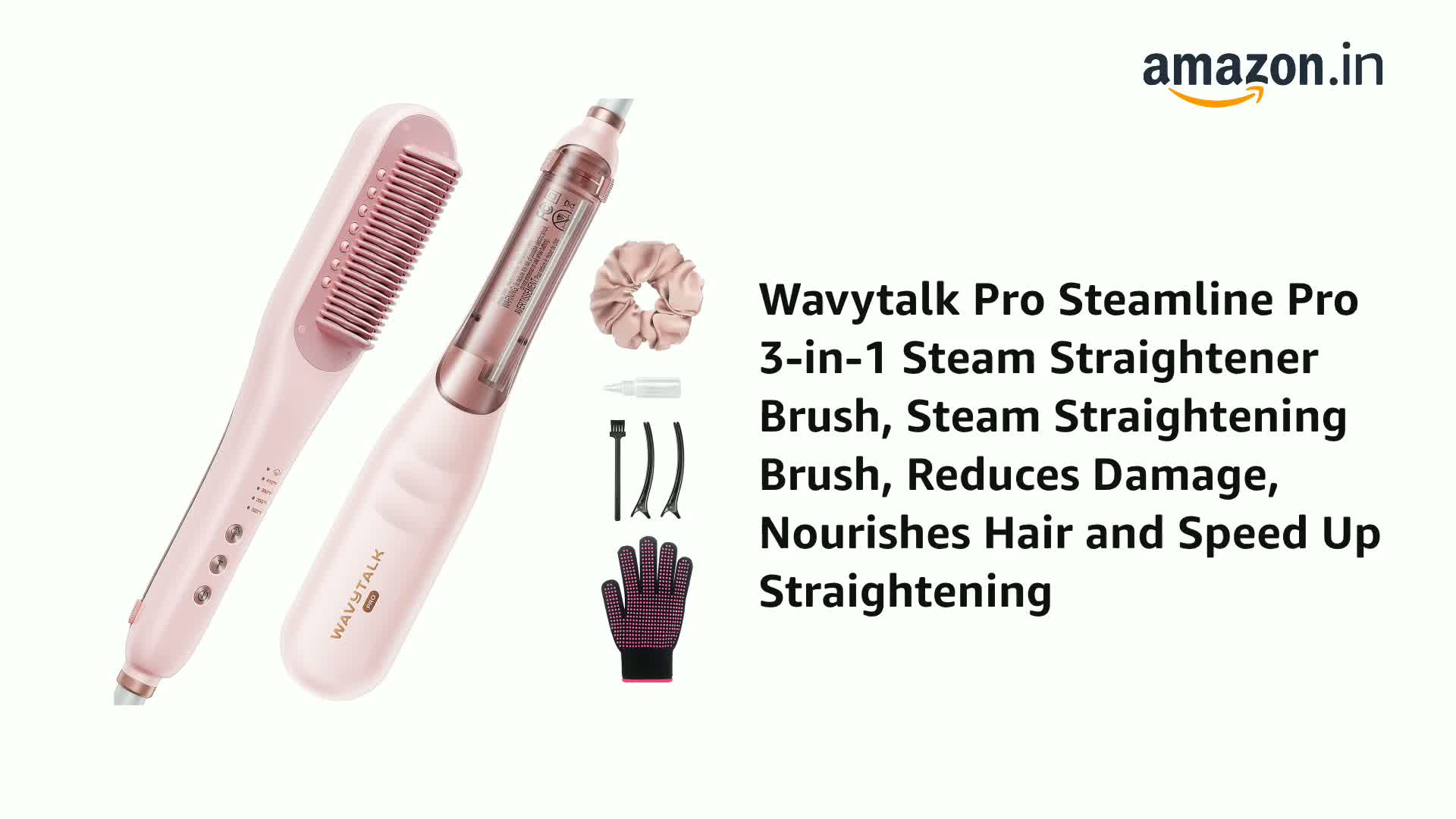 Wavytalk Pro Steamline Pro 3-in-1 Steam Straightener Brush, Steam