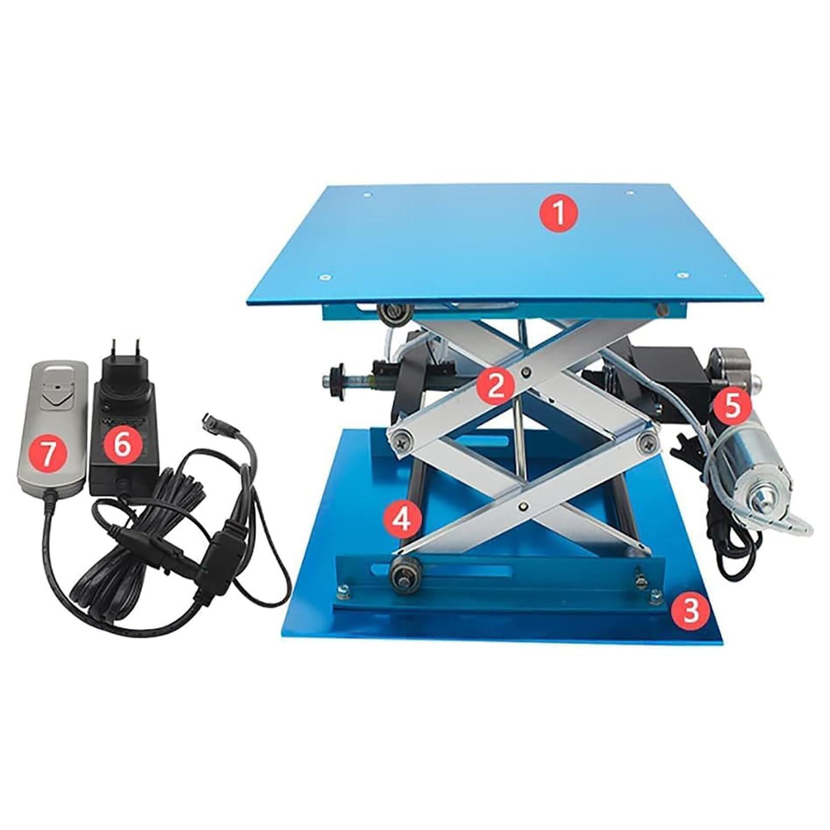 Mesa elevadora de tijera eléctrica, plataforma de gato de laboratorio con control remoto, capacidad de carga de 30 kg, altura ajustable de 90 a 365 mm, ideal para laboratorios escolares