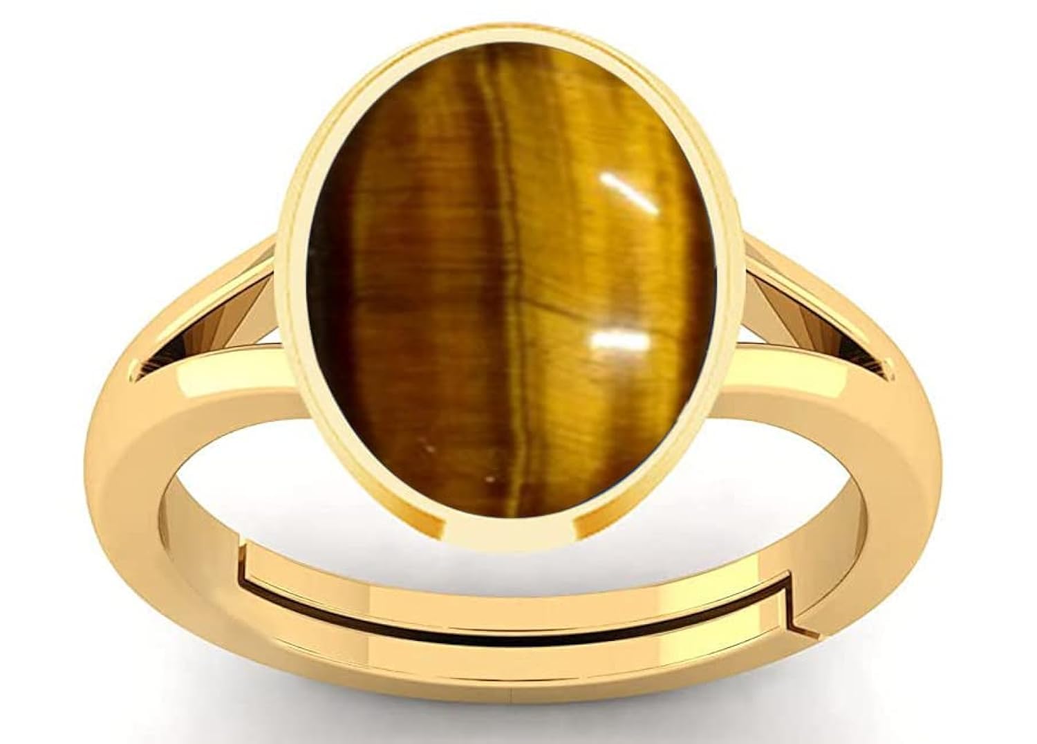 8.25 Carat Certified Natural Tiger Eye Adjustable Astrological Ring For Men And Women's, Gold
