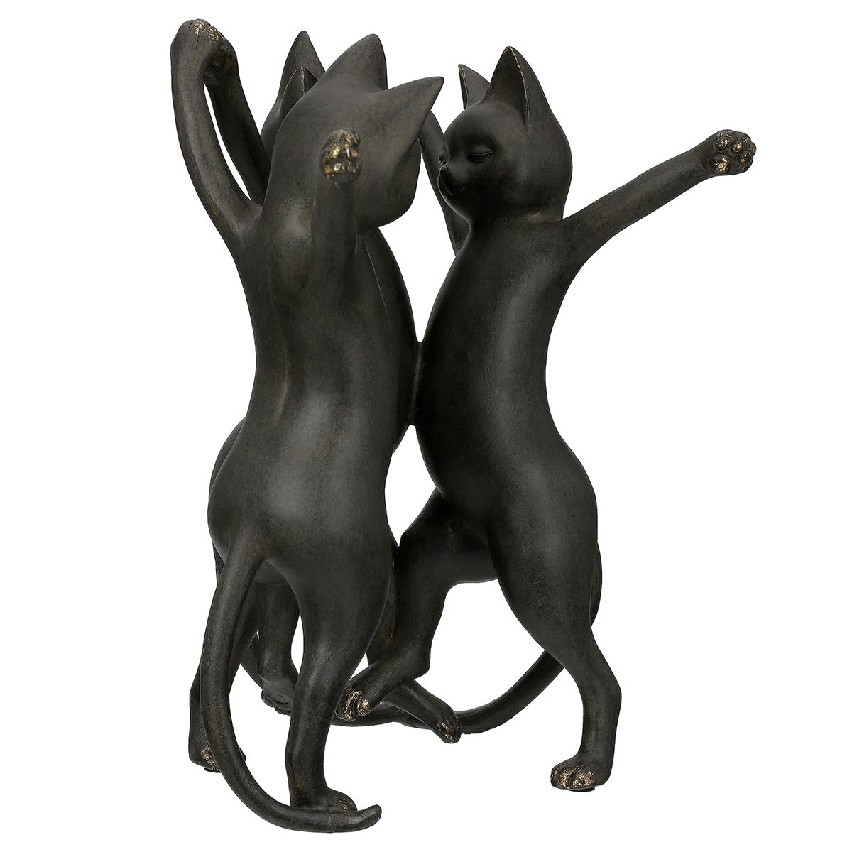 GILDE Figur Gatto - Kunstharz, schwarz, metallische Optik, Katze, H: 30,5 cm, B: 26 cm, T: 21 cm - Deko, Skulptur, Wohnaccessoire, Geschenk