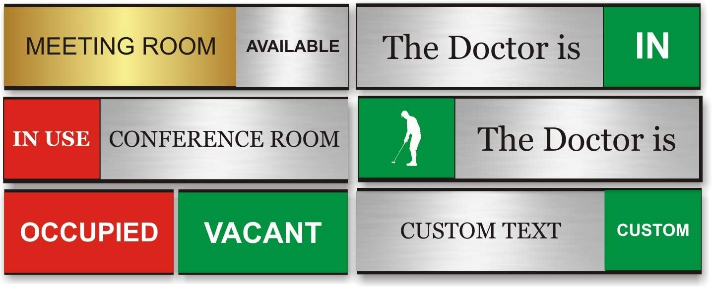 Office Sign Slider Custom Engraved Signs with Wall or Door Holder (2x10)