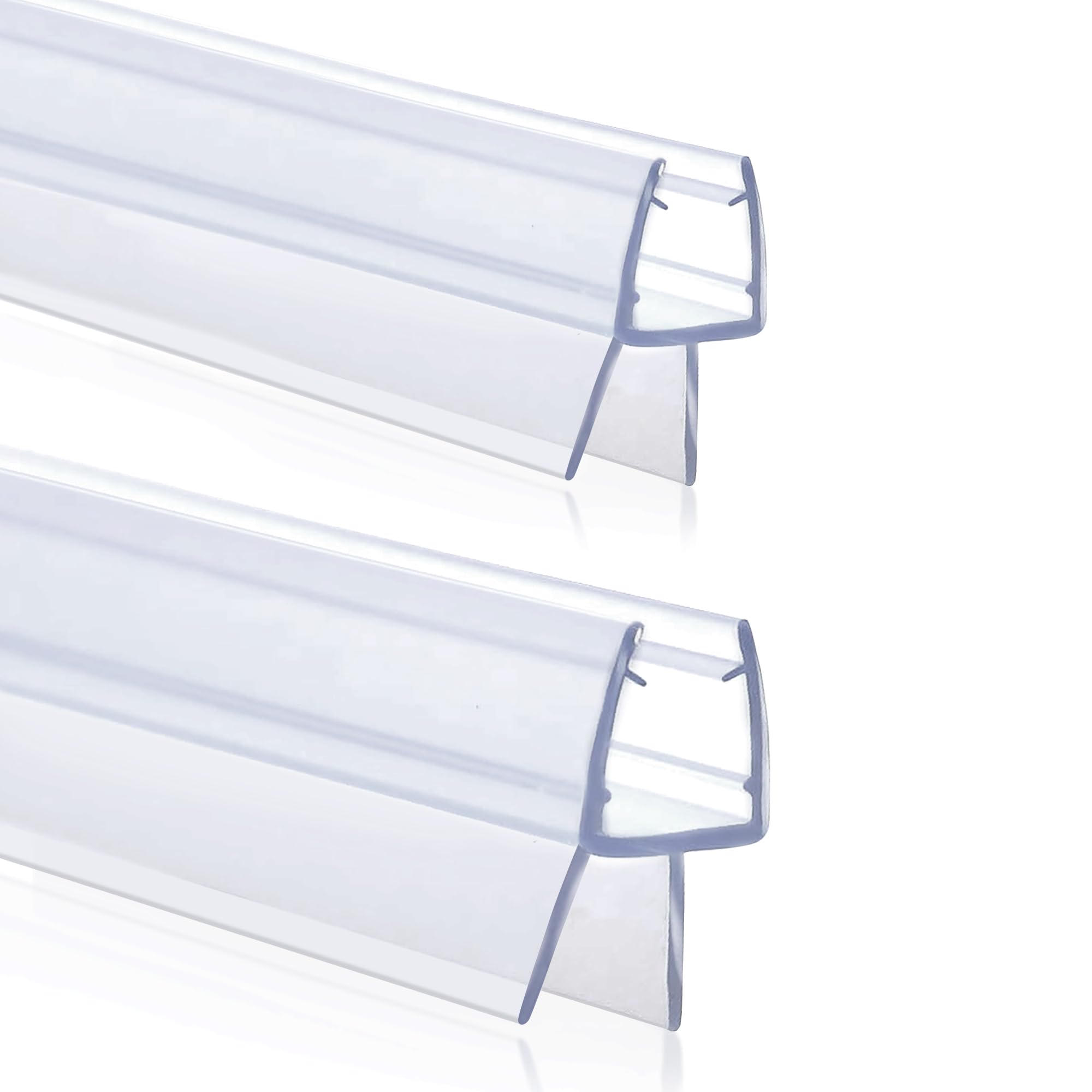 Jinxi HomeShower Door Bottom Seal Strips H-Type 2PCS, 36 Inch Long Clear PVC Seal Strips for 1/4""(6mm) Thick Frameless Glass Door, to Stop Water Leakage