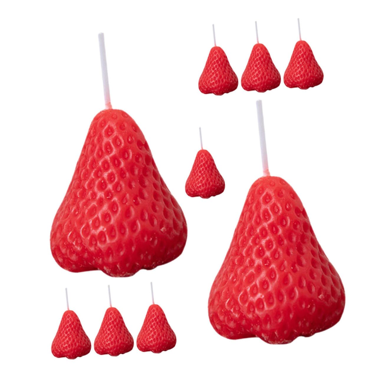 Set 9 Candele Profumate a Forma di Fragola Rosse Lumini Sagomati Artigianali per Decorazioni Casa Feste Matrimoni e Aromaterapia
