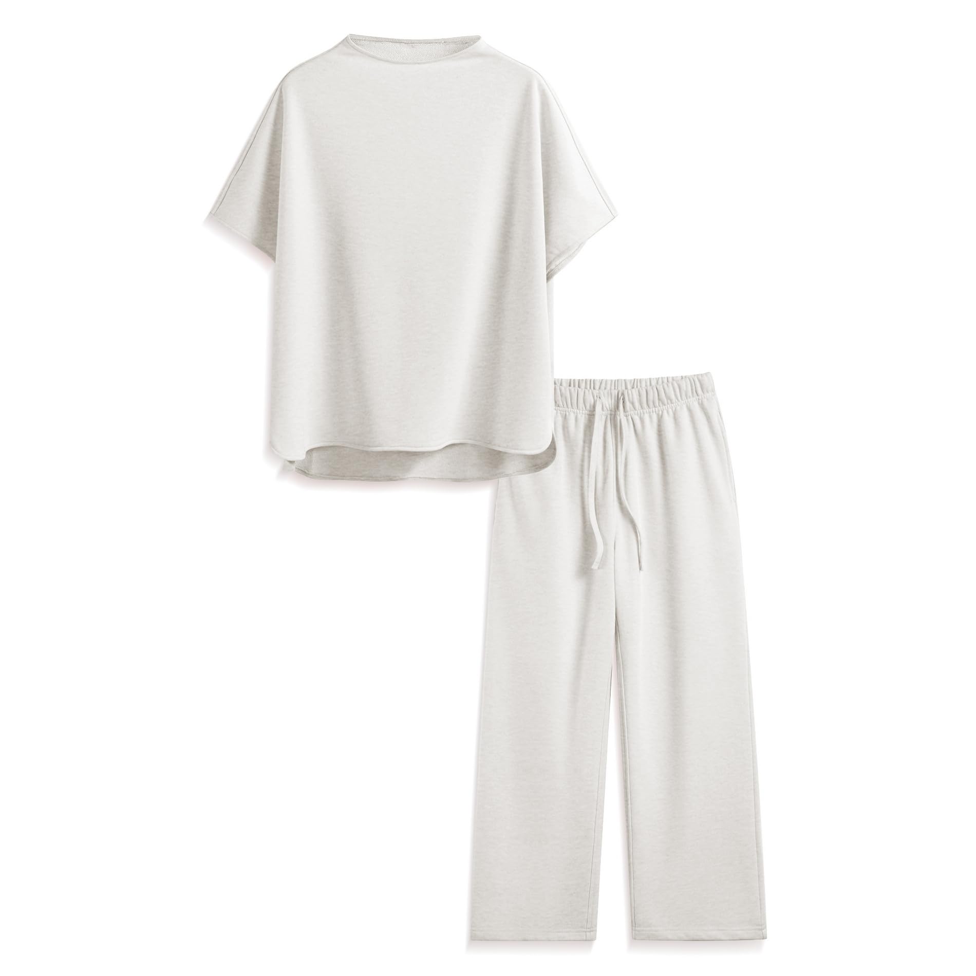 Songling 2 Piece Sets For Women Short Sleeve Pullover Tops and Wide Leg Pants Travel Lounge Matching Set With Pockets