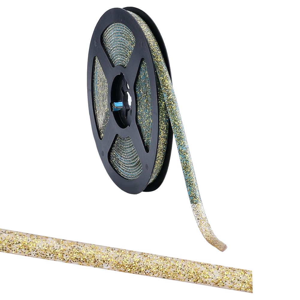 GORGECRAFT 6.56Ys Self Adhesive Caulking Strip 1/3" Gold Shower Tub Toilet Caulk Gap Tape Moulding Trim Strip Decorative Sealing Sealant Edging Tape for Furniture Stove Sink Bathroom Corner Wall Edge