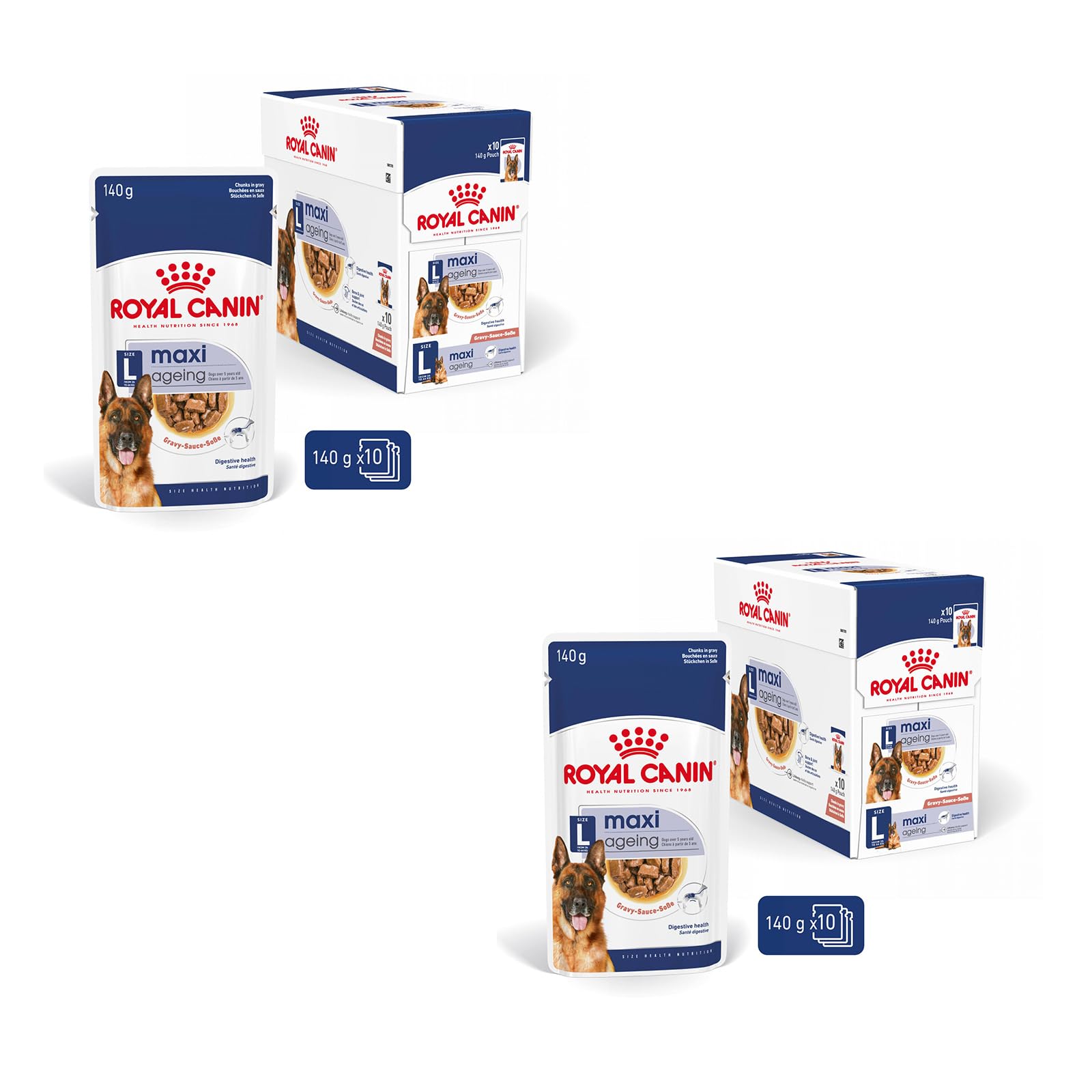 ROYAL CANIN Maxi Ageing 8+ | Twin Pack | 2 x 10 x 140 g | Complete Dog Food | for Large Older Dogs and Seniors (26 to 44 kg) | Ages 5
