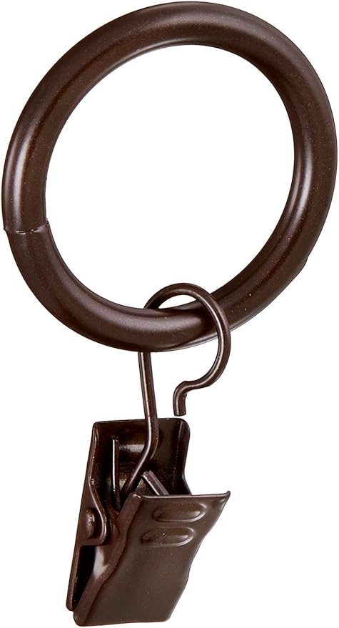Urbanest Metal Curtain Drapery Rings with Clips, 8 PK, 1" Inner Diameter, Fits up to 3/4" Rod, (Bronze)