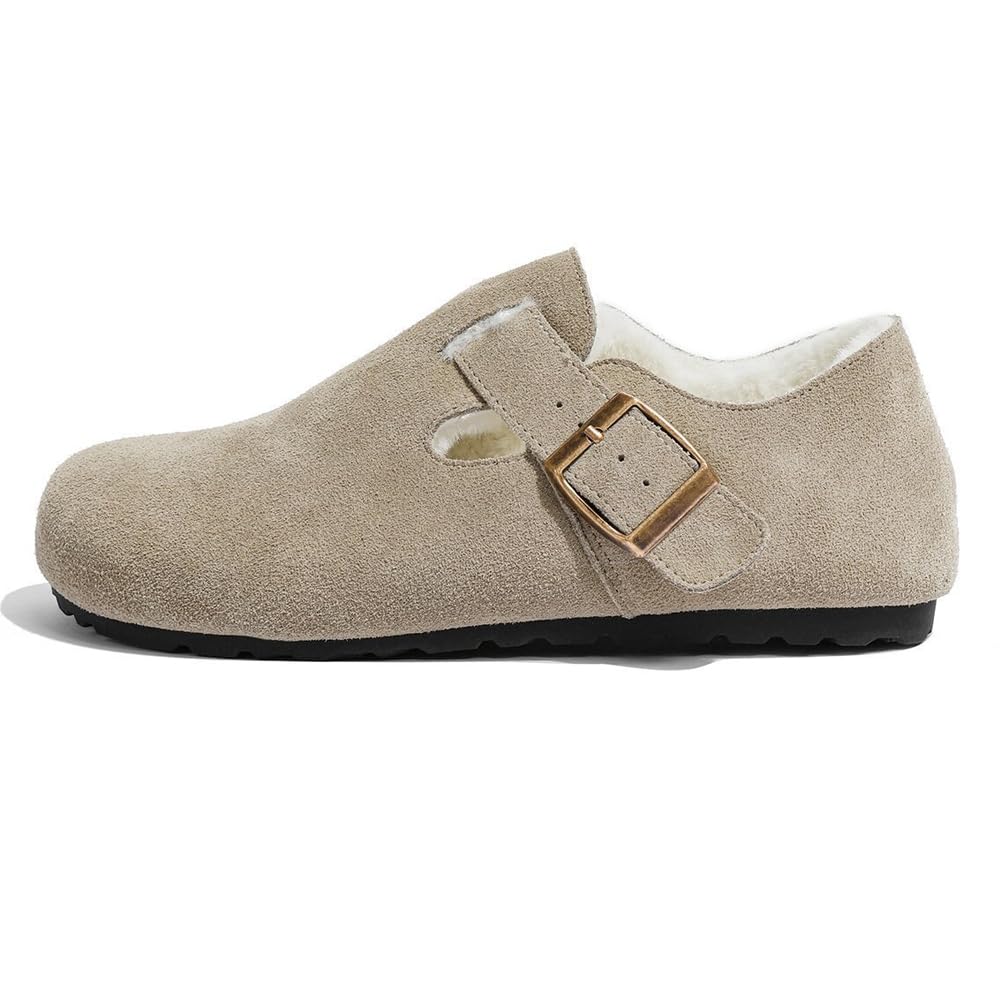 Mules sabots daim doublure fourrure automne chaussures femme