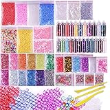 VIVOE Slime Supplies Kit - 60 Packs Slime Beads Charms Include Foam Balls, Fishbowl Beads, Glitter, Fruit Slices, Pearls, Slime Mylar Flake for Arts Crafts Ornament, Homemade Sli(60 pack Supplies Kit)