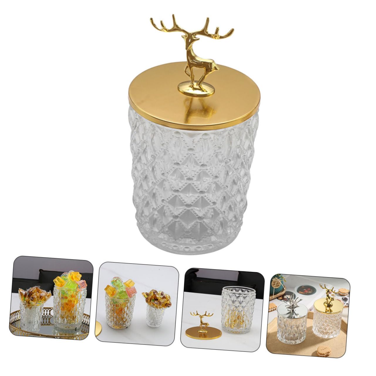 Glas Bonbondose mit Deckel, Transparent, für Trockenfrüchte und Kaffee