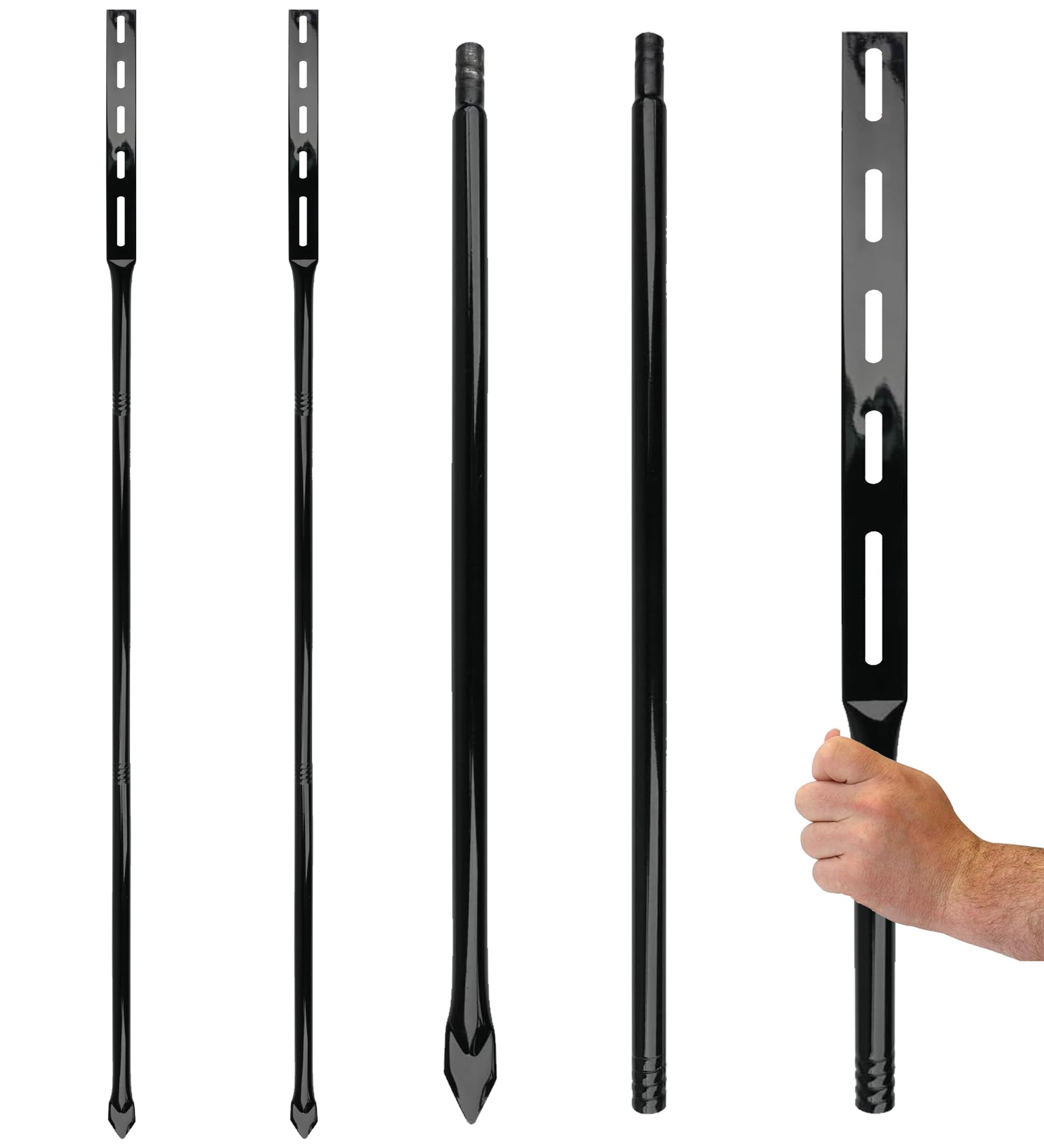 2-Pack Heavy Duty Metal Stakes for Yard Signs, 54 inches Long Holder for Outdoor Lawn Bar Parking Garage Event, Black, Hardware Included