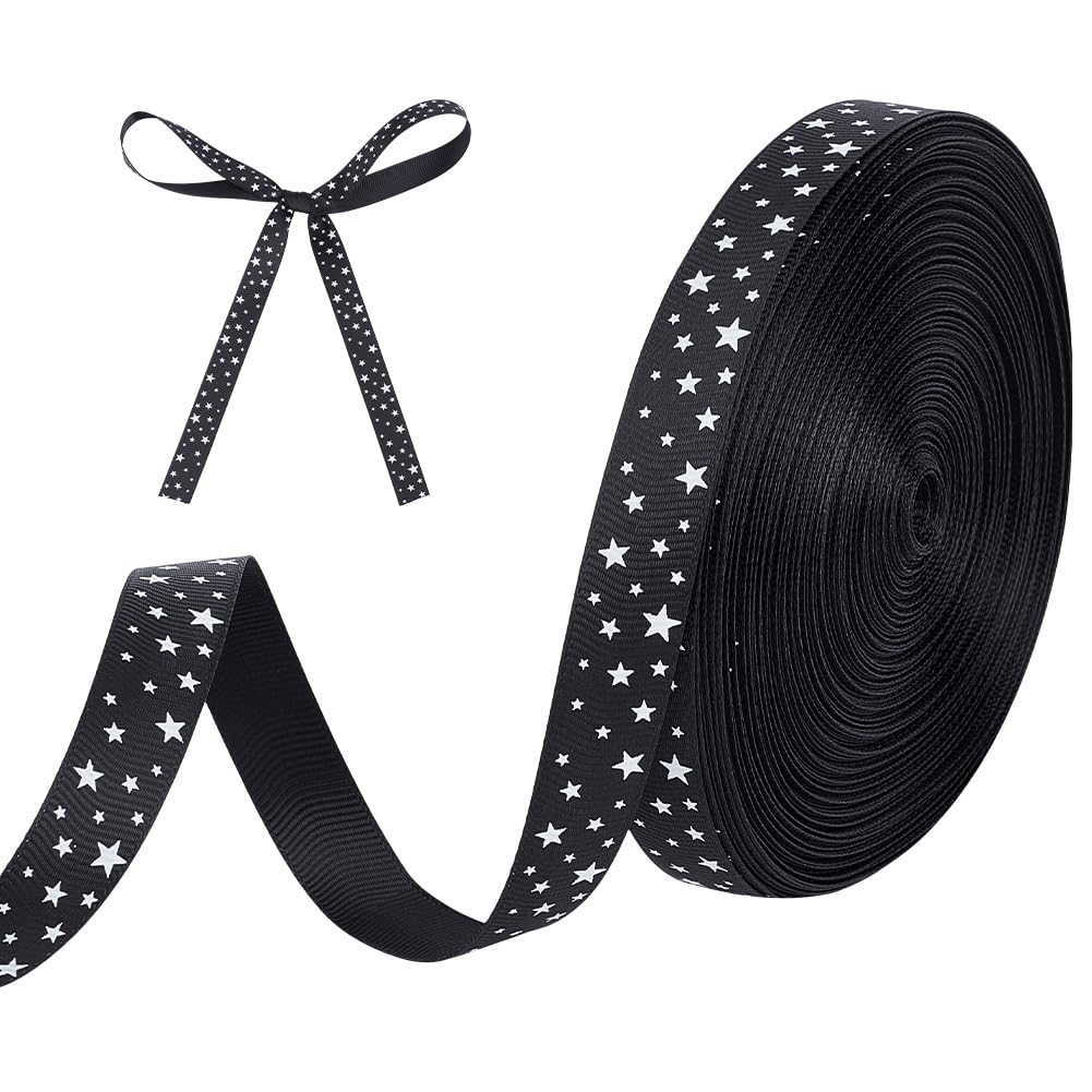 Ruban gros-grain noir étoiles 50m pour éviter les pannes de ruban lors de vos décors de Noël