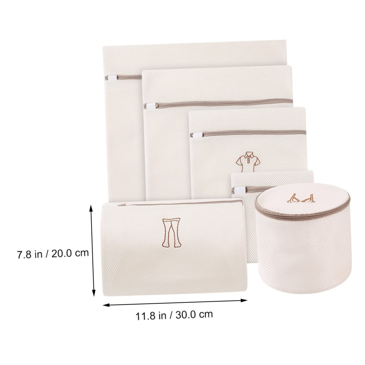 COLLBATH Wäschebeutel 6 Stück Polyester Beige Schützt Kleidung vor Ziehen und Reißverschlüssen für Waschmaschine und Reise