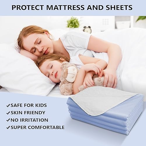 Miniatura 4 de Almohadilla de cama reutilizable, impermeable y lavable, protector de colchón absorbente, almohadillas de cama para incontinencia, almohadillas