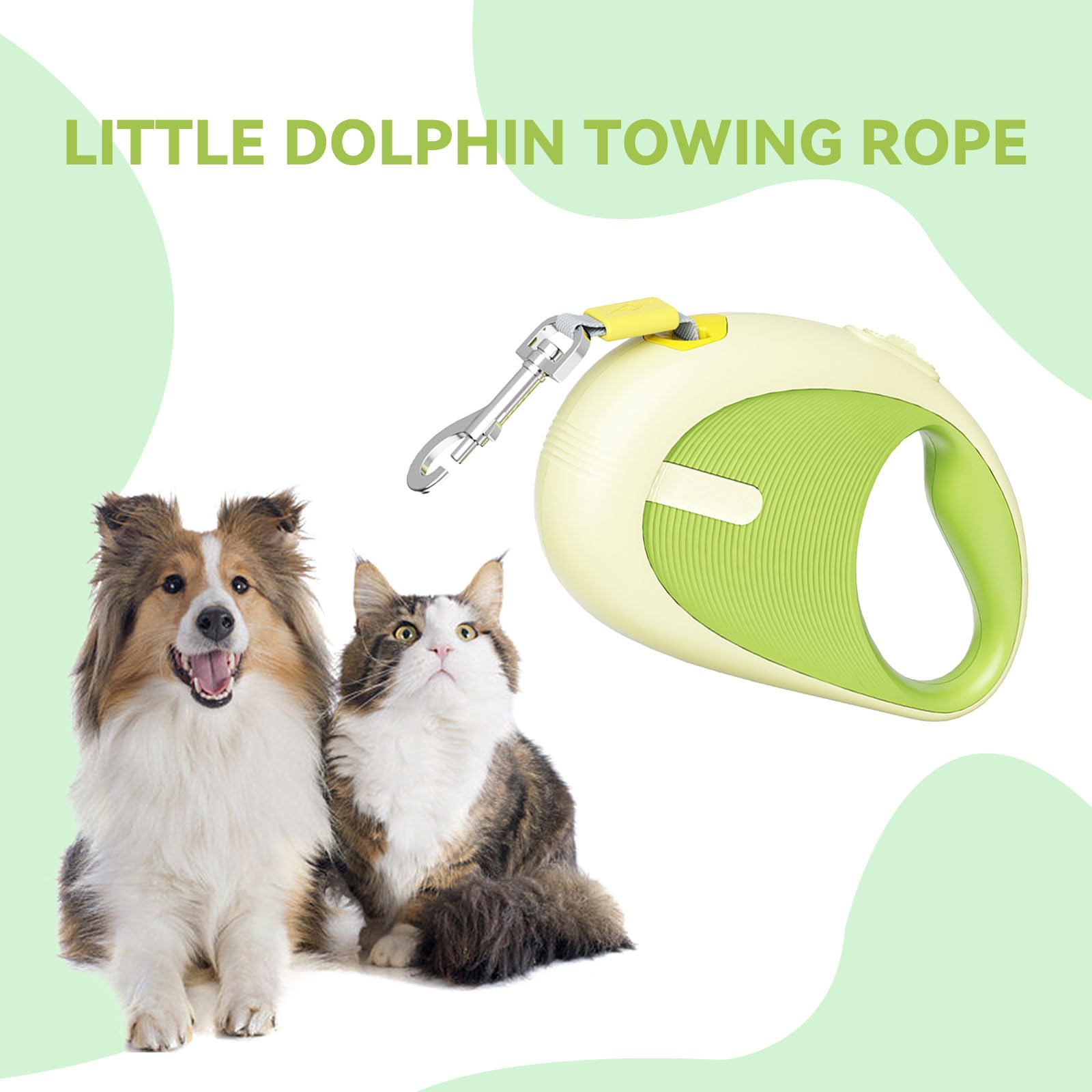 KUSIDI Retractable Dog Leash, 10 ft Durable Pet Walking Leash for Extra Small Dogs/Cats/Small Animals up to 44 lbs, 360° Tangle Free, Green