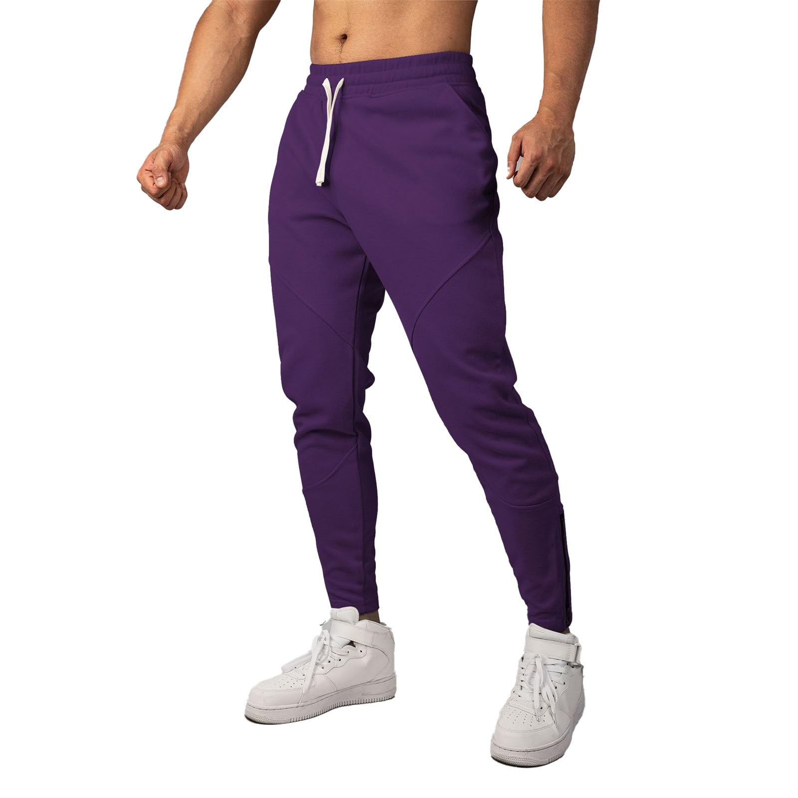 Generico Pantaloni Jogging Uomo Leggeri,Pantaloni Lunghi Casual da Uomo Stile retrò Slim Fit Sportivi Larghi con Cerniera E Coulisse