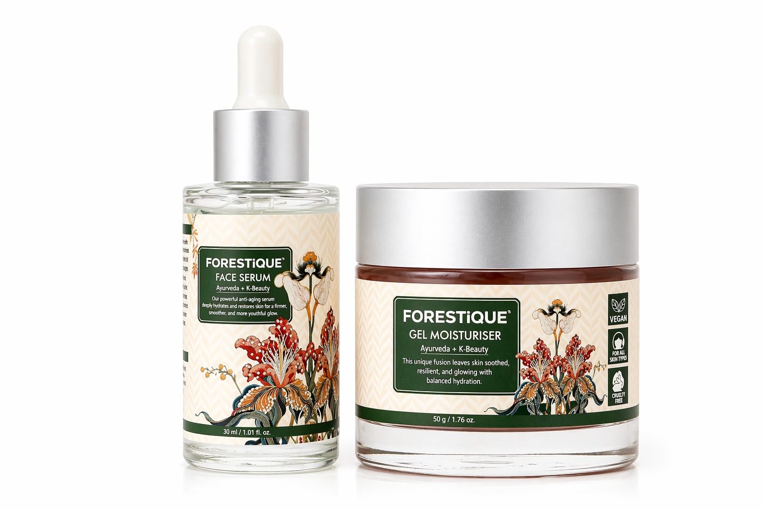 FORESTiQUE Face Serum + Gel Moisturiser Combo | Hydrating & Glow Boosting Skincare Set (Pack Of 2)-image-38