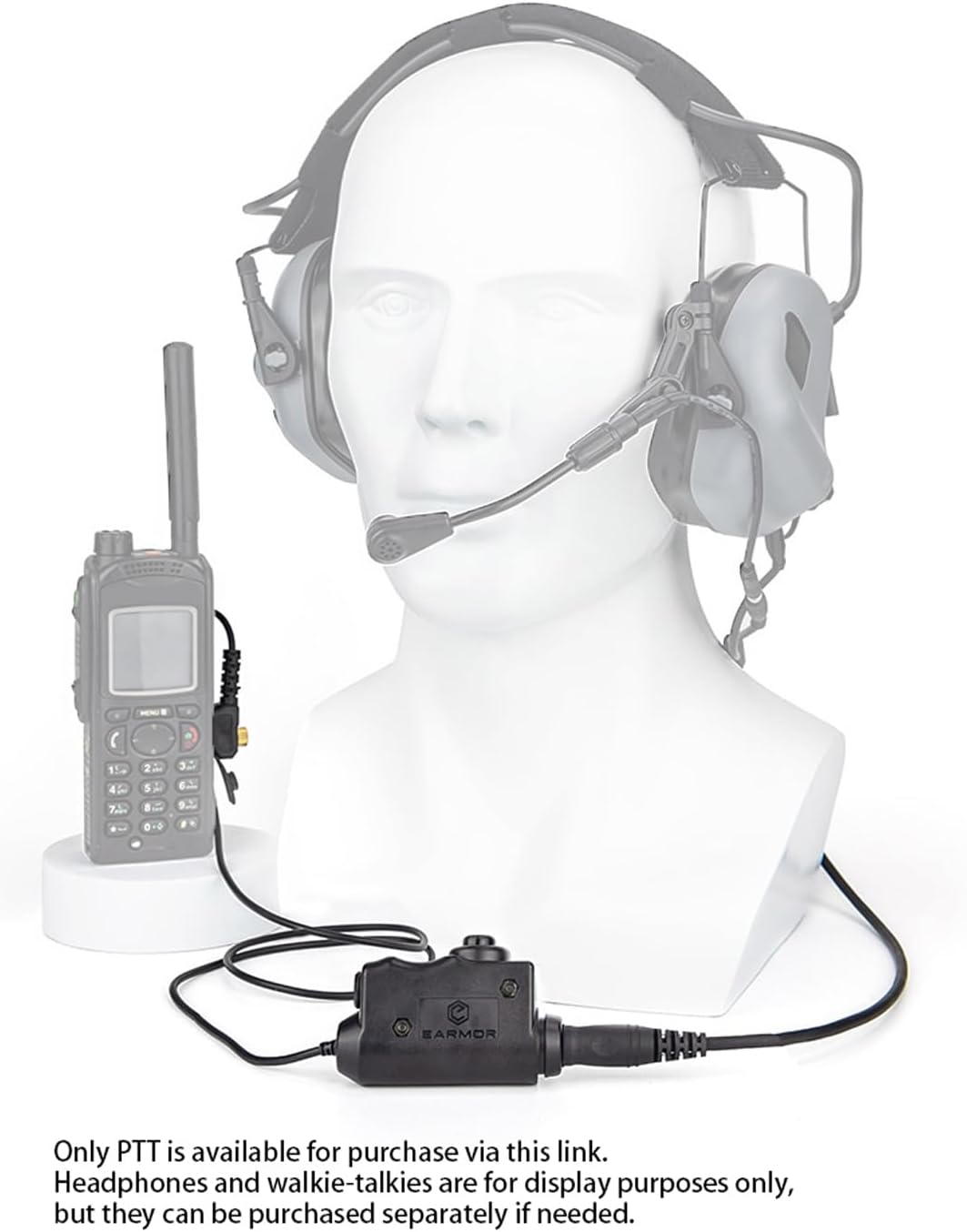 EARMOR M51 Tactical Kenwood 2pin for Baofeng Version PTT Push-to-Talk Military Standard 7.0 Plug for Radio Adapter Black