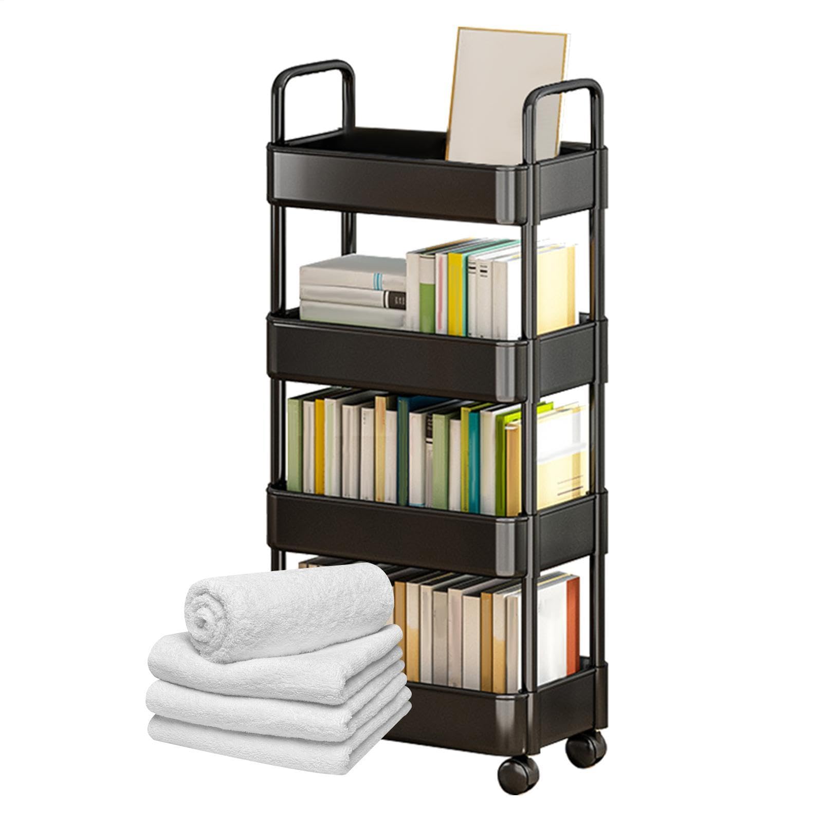Organizador de carrito rodante, carrito de libros rodantes, carrito de
