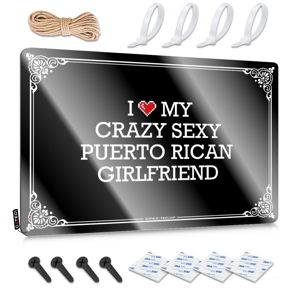 Fzfn Colour I Love My Crazy Sexy Puerto Rican Girlfriend Trendy Art | Stitch Vintage Style Decor Clearance Decoration Easy Hang(20X30cm)