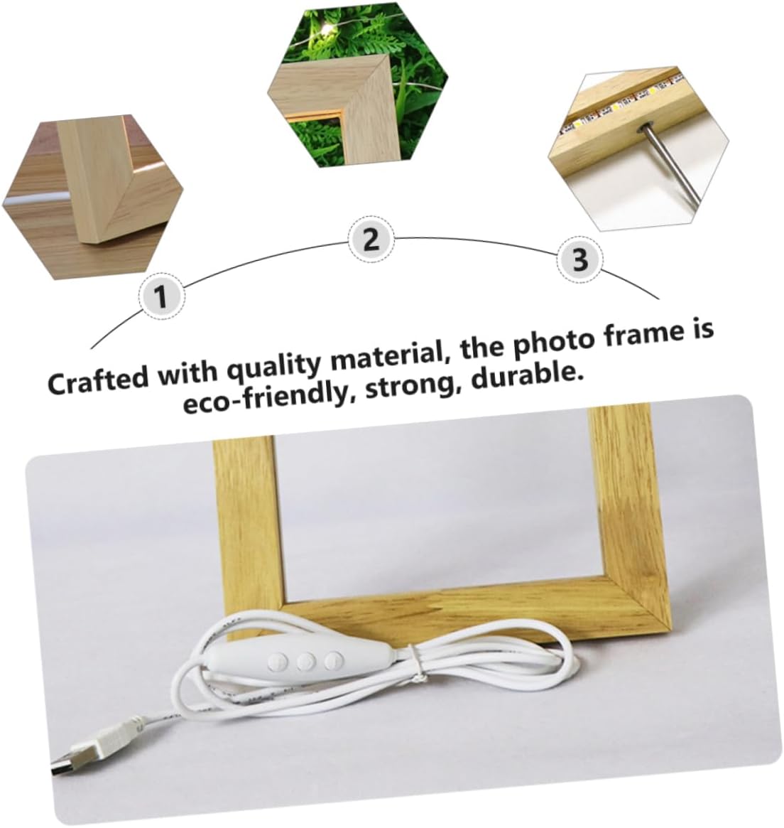 Ciieeo 3d Light Picture Holder Wooden Photo Display Tool with Acrylic